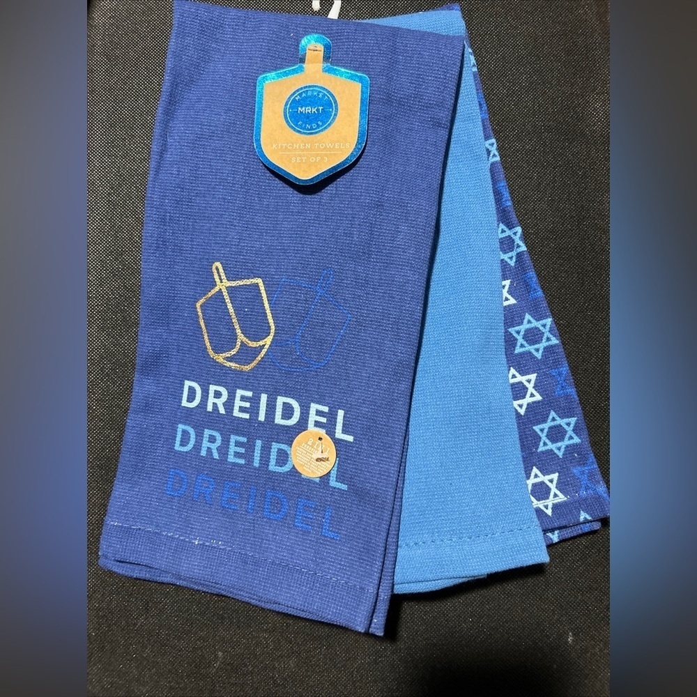 Market Finds" HANUKKAH THEME" Kitchen Towels Set Of 3 16’’x28’’ Printed Surface